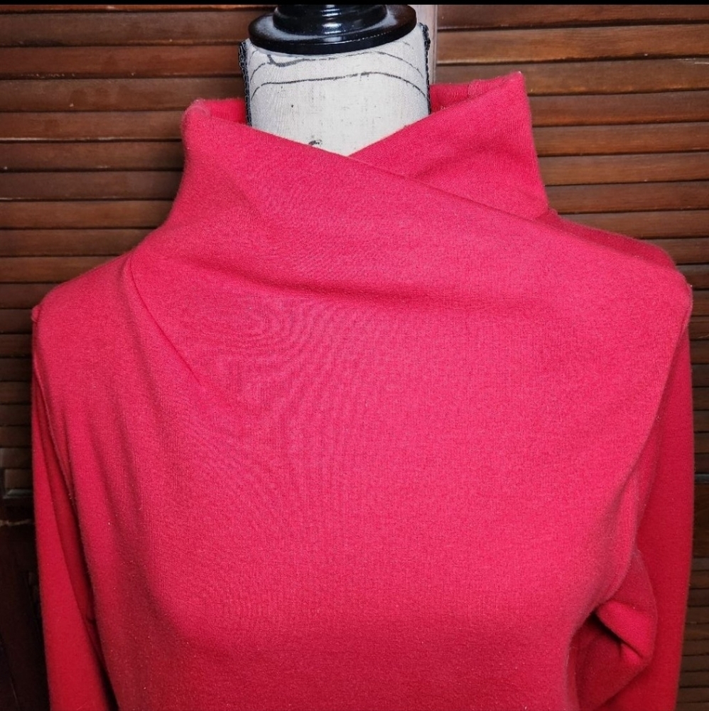 Athleta Cozy Karma Red Mock Neck Oversize Mini Sweatshirt Dress - Picture 3 of 11